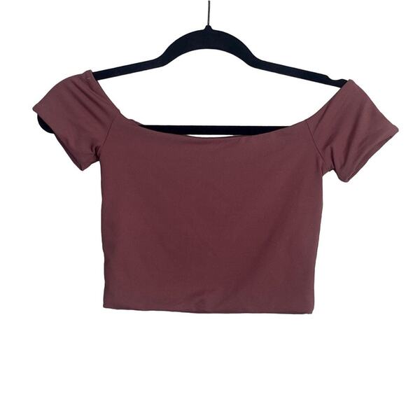 Zara Tops - ZARA 90s Crop Top Short Sleeve Stretch Squared Neckline Very Soft S Blush Pink